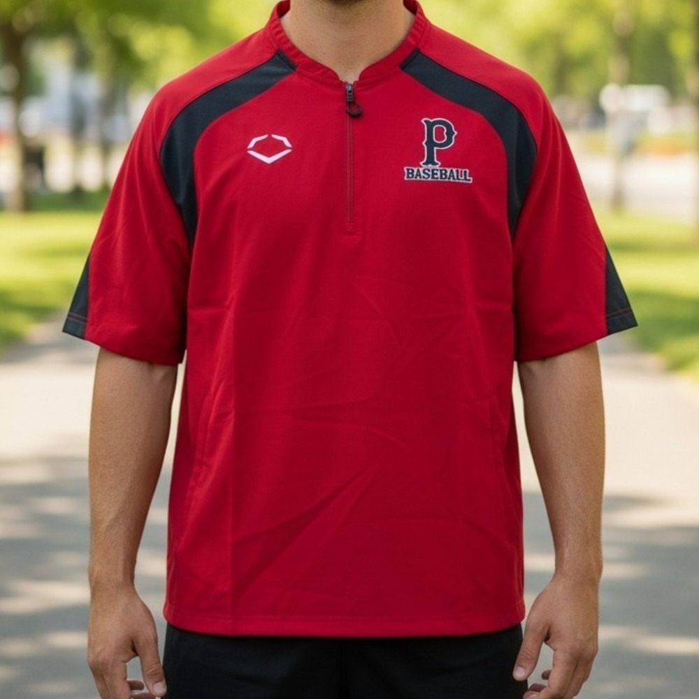 EvoShield Mens XL Red Baseball Quarter Zip Short Sleeve Pullover Shirt 35 P Logo
